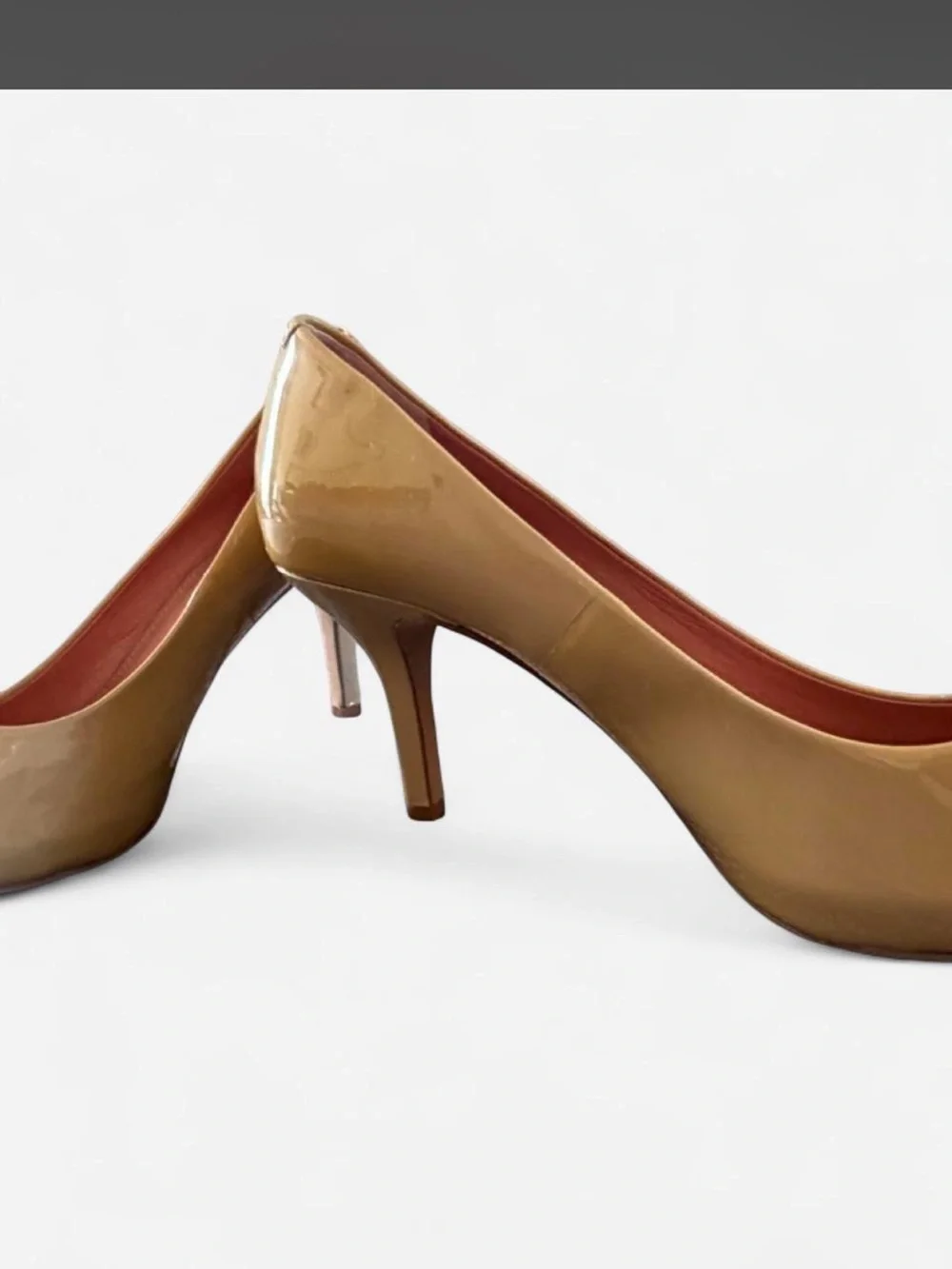Patent Peep-Toe Pumps in Nude